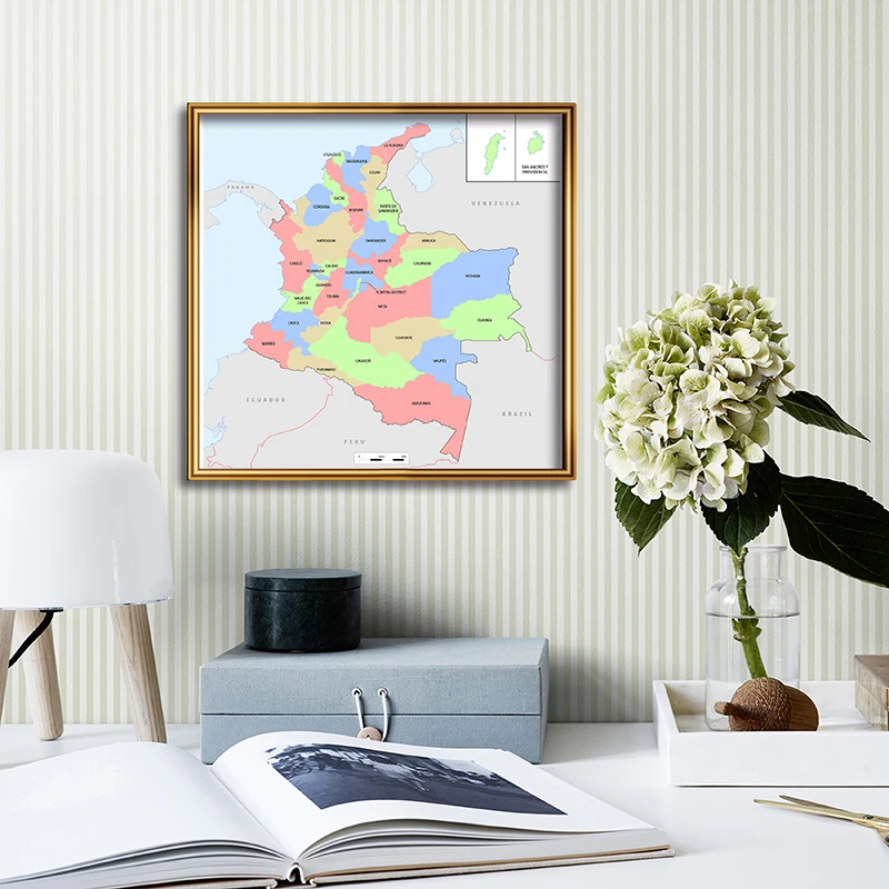 60*60cm Colombia Map In Spanish Small Size Wall Art Poster Canvas Painting Living Room Home Decoration School Supplies