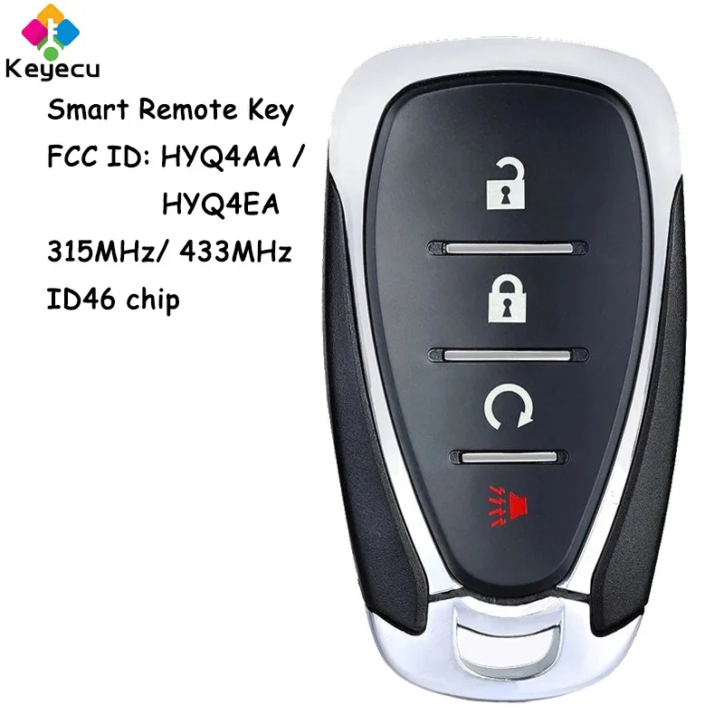 KEYECU Smart Remote Car Key With 4 Buttons for Chevrolet Cruze Traverse Volt Bolt Equinox Trax Fob HYQ4AA HYQ4EA 315MHz 433MHz