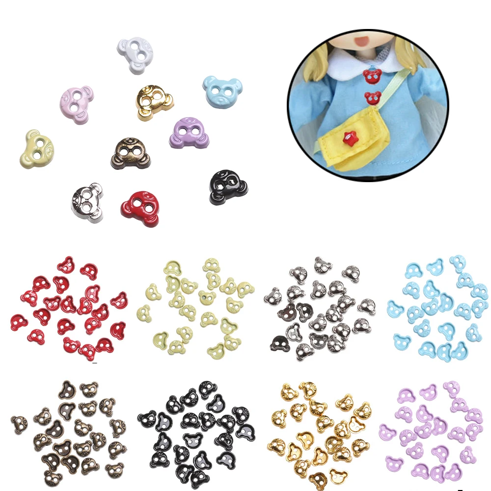 20pcs 5mm Mini Buttons Bear Style Metal Buckle Craft buttons Belt Buckle Clothes Sewing Craft Dollhoues Doll Bags Accessories