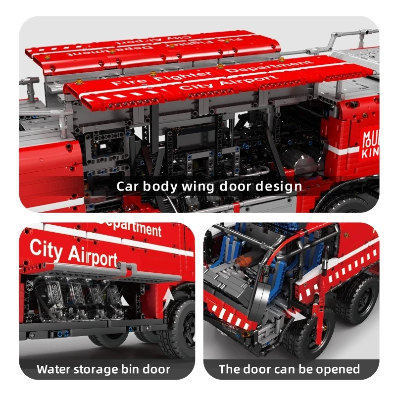 MOULD KING 19004 High-Tech Toys The MOC-4446 RC Motorized Airport Crash Tender Model Building Blocks Bricks Kids Christmas Gift