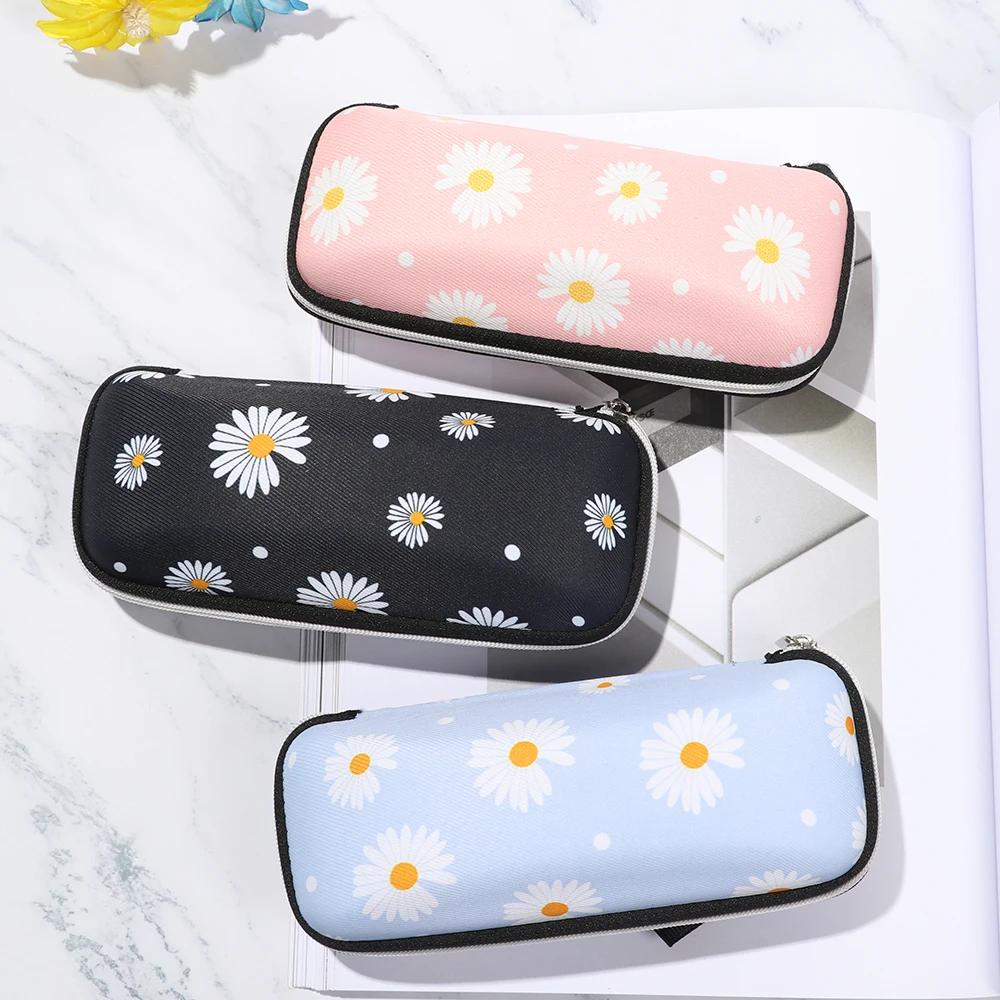 Daisy Sunglasses Box Glasses Pattern Eyewear Box Zipper Closure Simple Style Women Men Portable EVA Glasses Protective Box