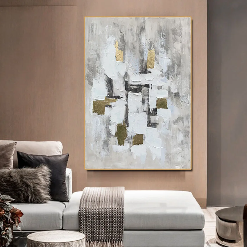 

Nordic abstract decoracion salon casa gold foil wall art poster Handmade canvas oil painting artwork picture for living room