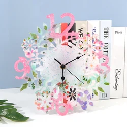 2021 New Style Flower Shape Watch Resina Epoxi Moule Digital Clocks Stampo Silicone Mold Hanging Home Jewelry Making Crafts