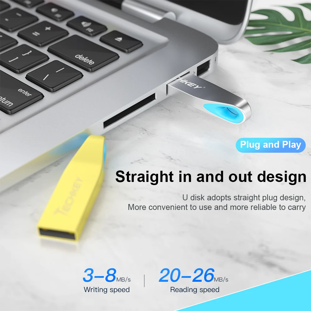 Pendrive Techkey usb flash drive 64gb 32gb 16gb 8GB флешка Metal Steel Pen Drive 128GB memory memori cel usb stick u disk