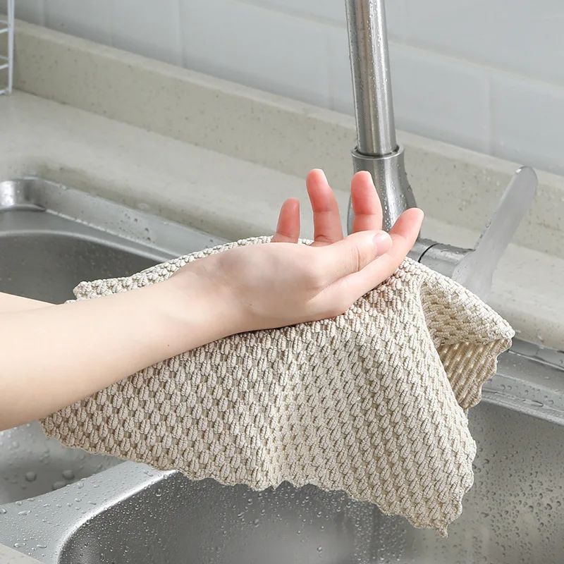 1pc Anti-grease Wiping Rags Kitchen Efficient Super Absorbent Microfiber Cleaning Cloth Home Washing Dish Kitchen Cleaning Towel