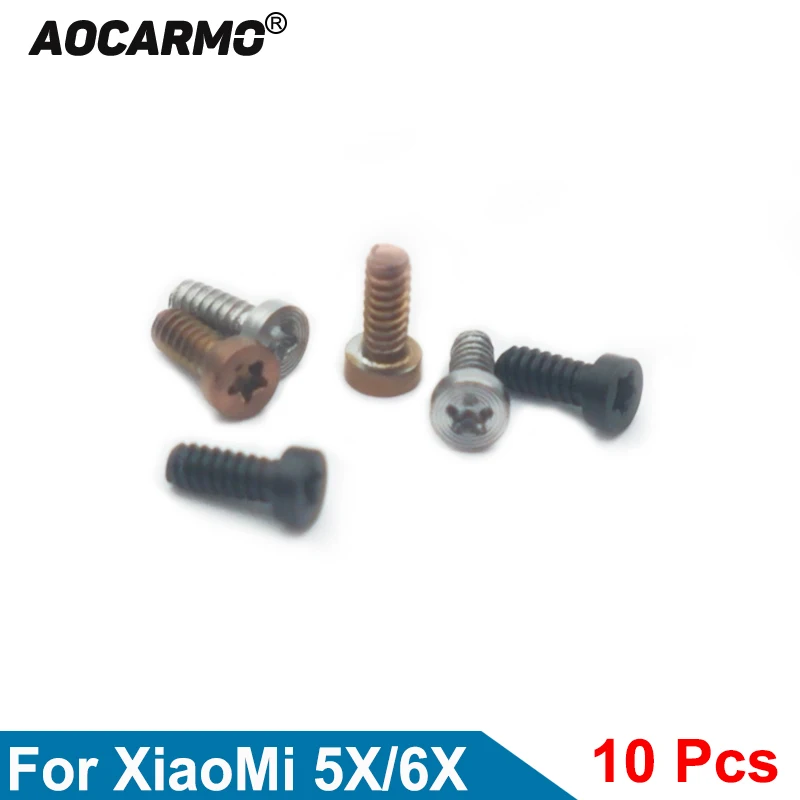 Aocarmo 10Pcs/Lot For XiaoMi 5X/6X mi5x mi6x Silver / Gold / Black Bottom Dock Screws Housing Screw Replacement Part