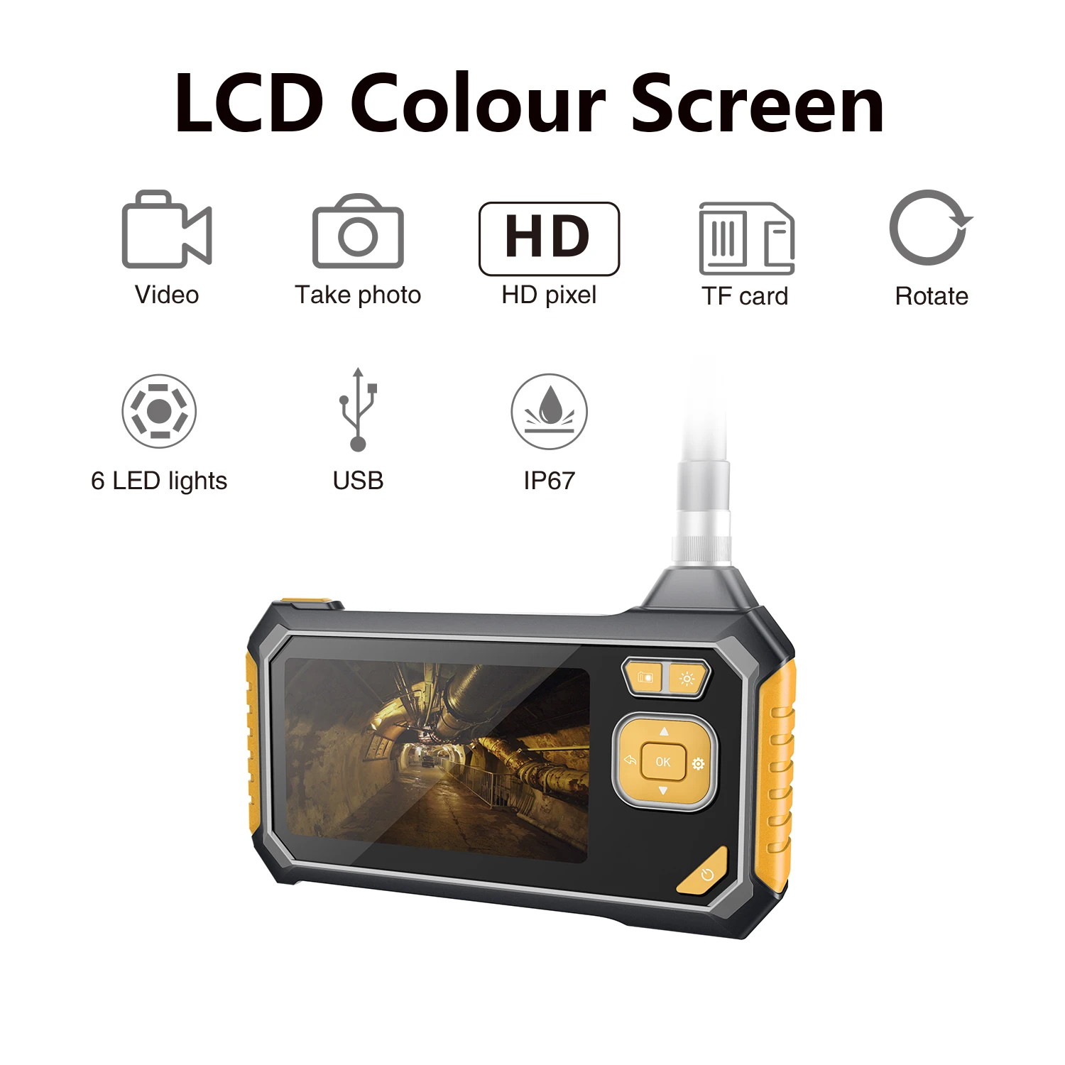 2MP 1080P 4.3 Inch IPS Screen  Handheld Endoscope Inspection CMOS Borescope Water-proof Digital Microscope Camera