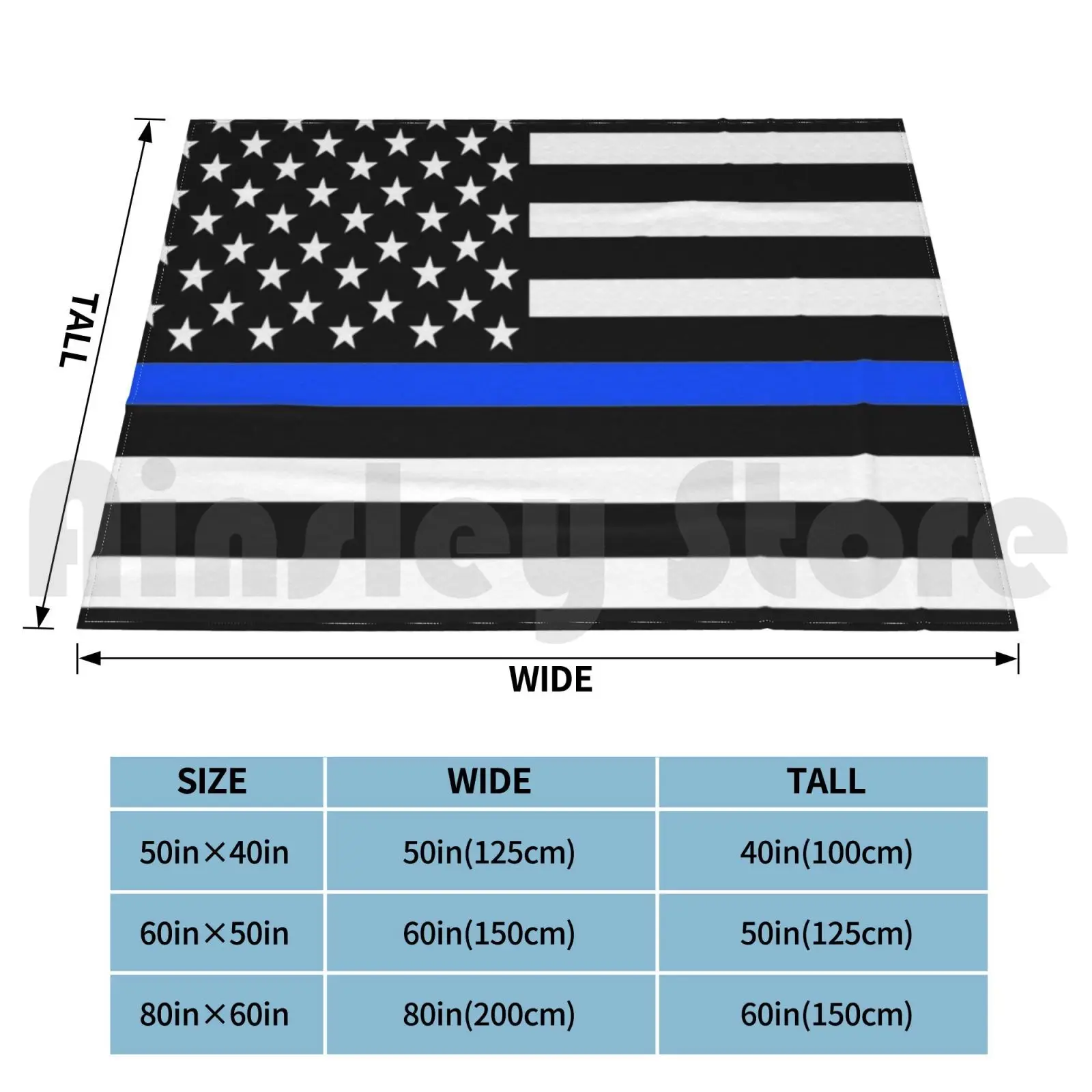 Blanket Thin Blue Line Lives Matter Police American America Usa Flag Cover Pattern Patriotic Law Officer Enforcement July 4th