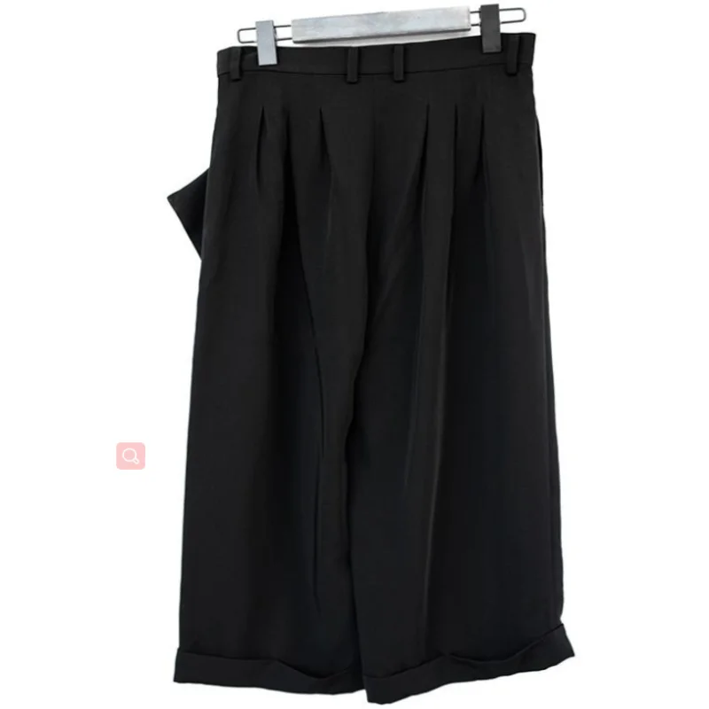 

Мужские повседневные брюки, широкие брюки, нерегулярные висячие карманы, молодежные модные свободные прямые брюки, черная юбка