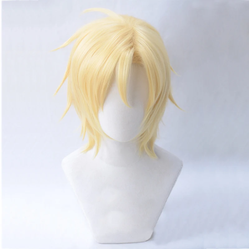 Anime Cosplay Ash Lynx Pruik Aslan Jade Callenreese Hair Short Gold Blonde Halloween Synthetische Pruik