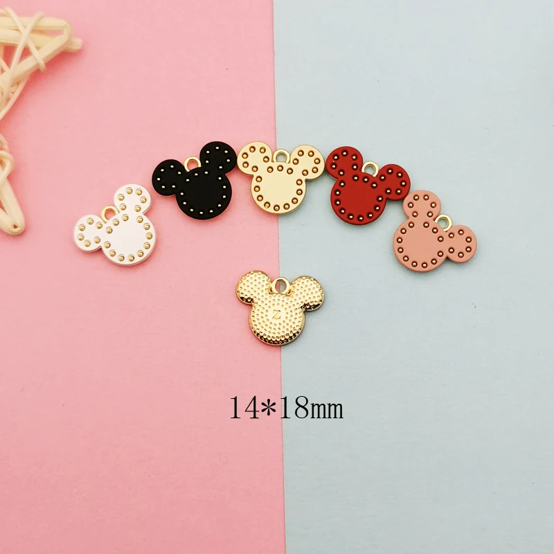 10pcs Matte Spray Paint Mickey Head Enamel Charms Gold Tone Metal Pendants Fit DIY Earring Bracelet Jewelry Accessories 5 Colors