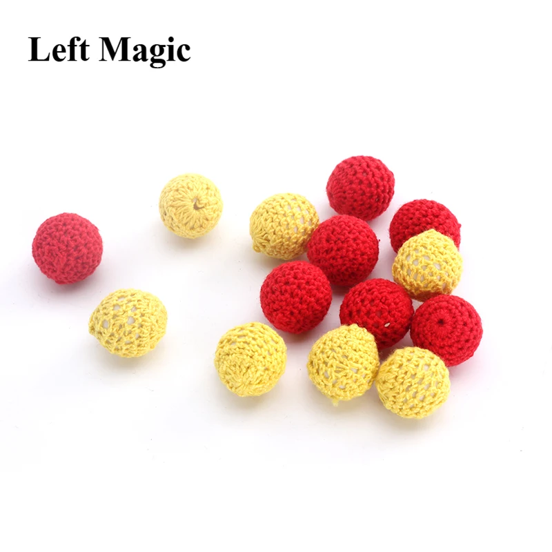 2pcs Crochet Ball (Red/yellow Available, Dia 2.1cm) Magic Tricks Accessory for Cup & Balls /Chop Cup Classic toys