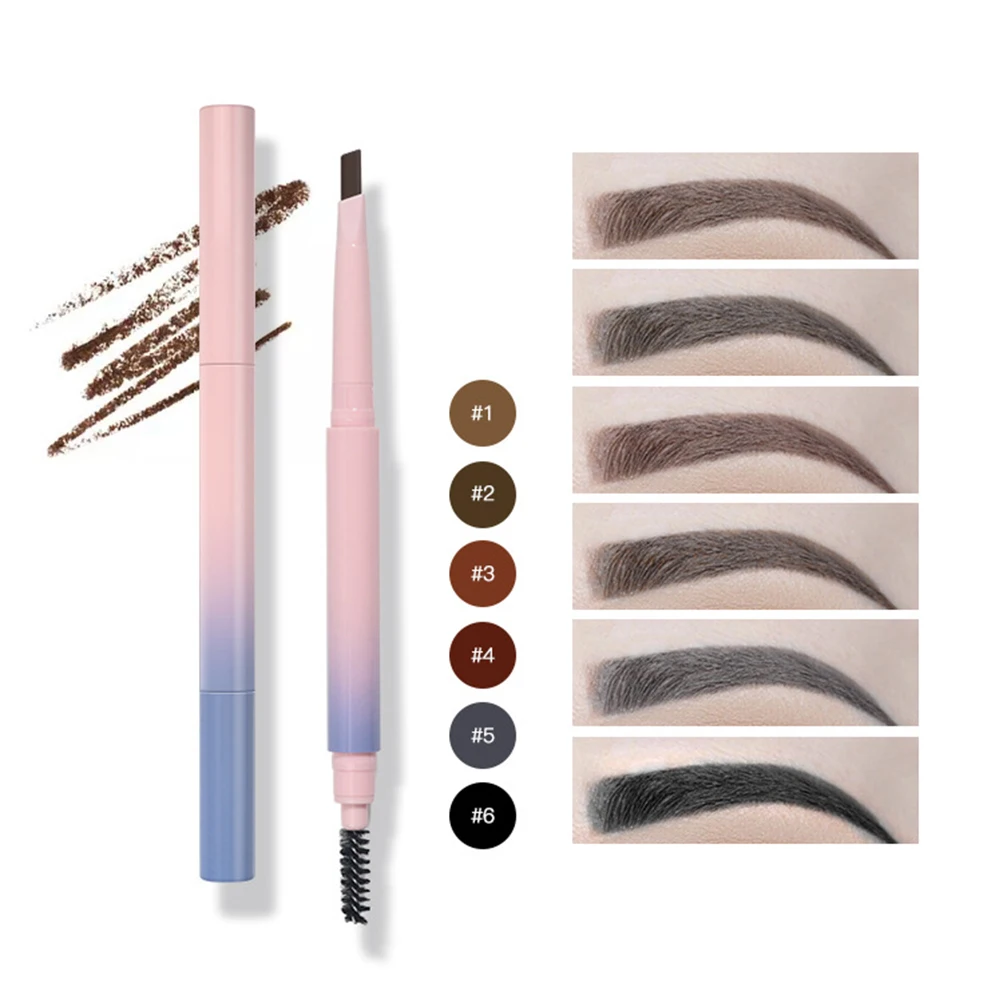 6 Colors Double-head Eyebrow Pencil Private Label Gradient Blue Pink Eyebrow Pen Waterproof Easy To Wear Makeup Cosmetic No Logo