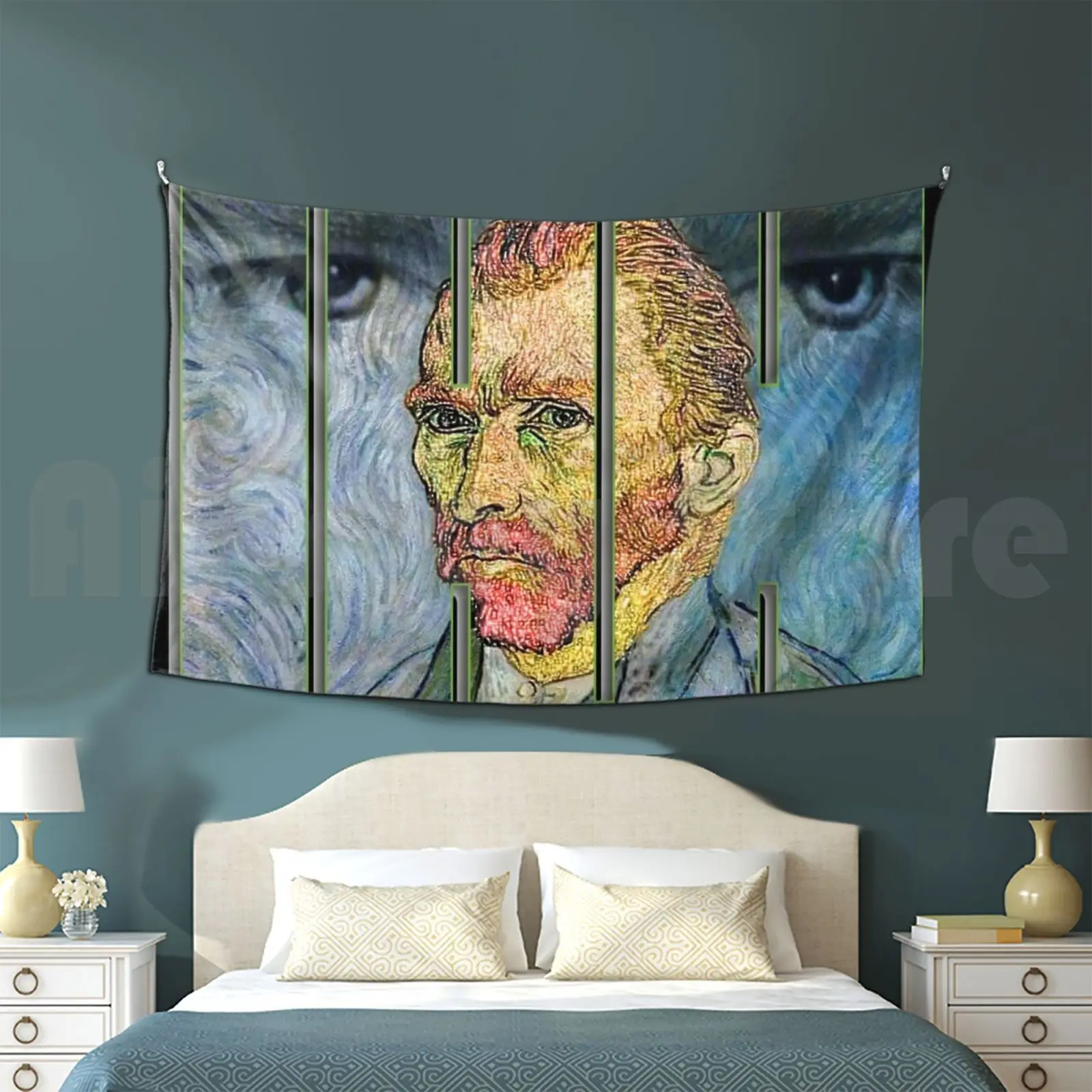 Vincent Van Gogh Portrait-Being Watched Tapestry Living Room Bedroom Vincent Van Gogh Painter Artist Portrait