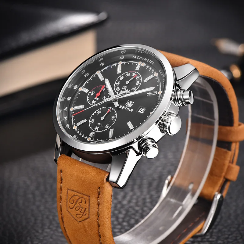 BENYAR Fashion Chronograph Sport Mens Watches Top Brand Luxury Quartz Watch Reloj Hombre Clock Male Hour Relogio Masculino