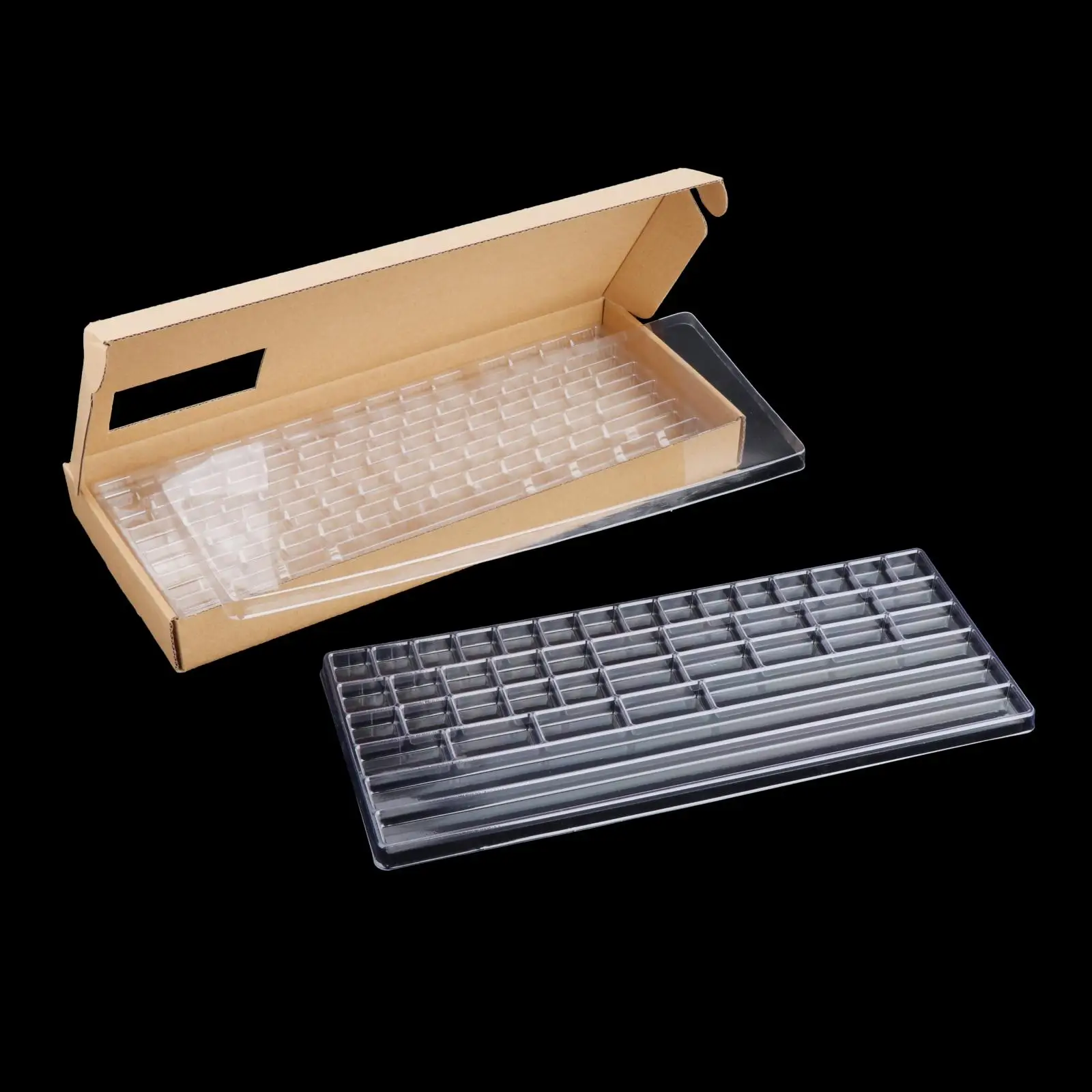 2 Layers Keycap Storage Box Washable Transparent Cover for Keycaps Collection Keyboard Set Organizer