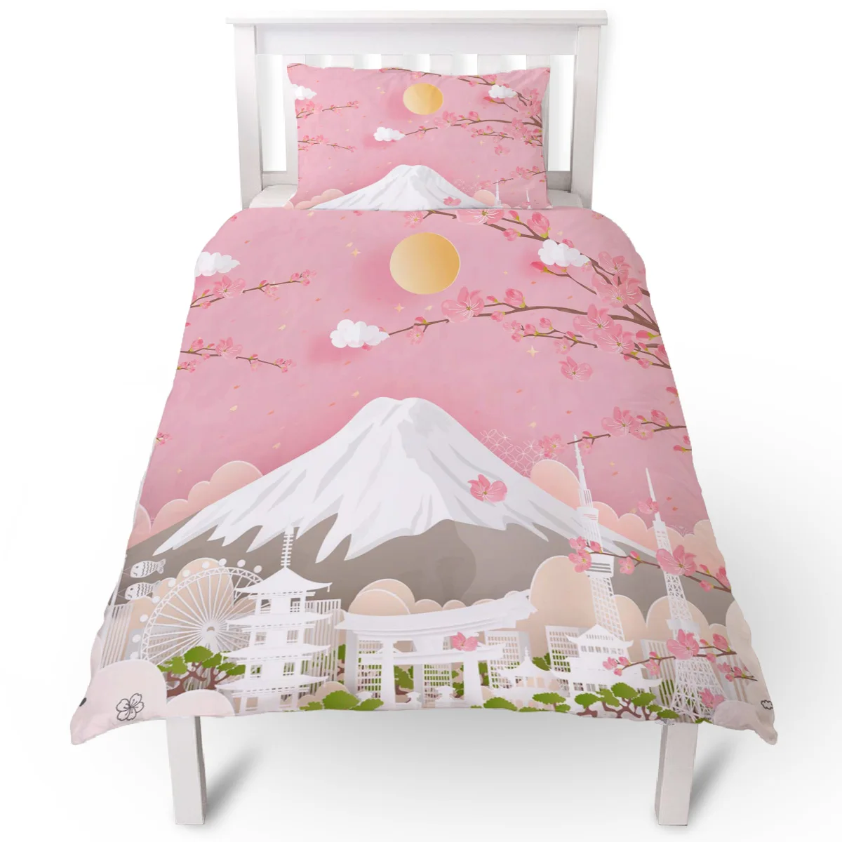 Mountain Peach Blossom Sun Paper Cut Spring Duvet Cover Set 2/3/4pcs Bedding Set Bed Sheet Pillowcases Cover Set