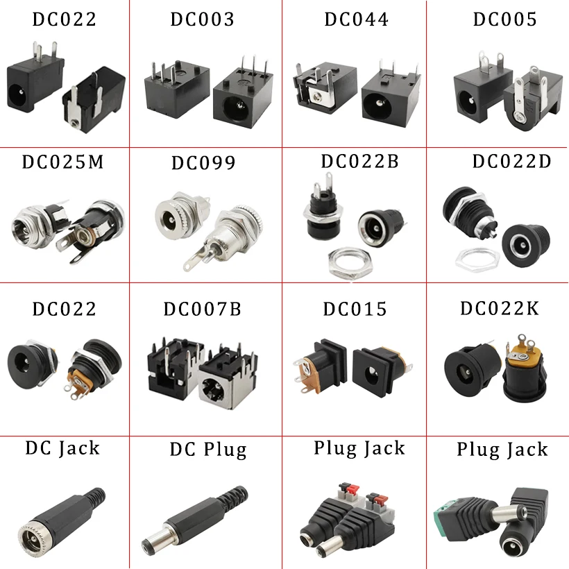 10 sztuk/partia gniazdo zasilania prądem stałym złącze żeńskie 12V 5.5*2.1mm 3.5x1.3mm DC wtyk męski gniazdo ładowania nakrętka Adapter do montażu panelowego DC099/025M