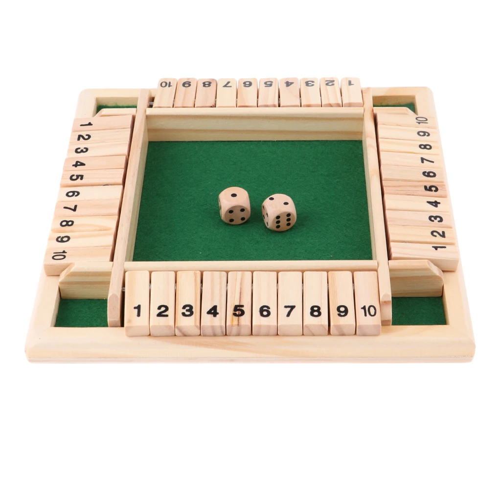 Quattro lati 10 numeri chiudi la scatola gioco da tavolo alette e dadi in legno Set Deluxe gioco da tavolo Party Club giochi per famiglie di adulti