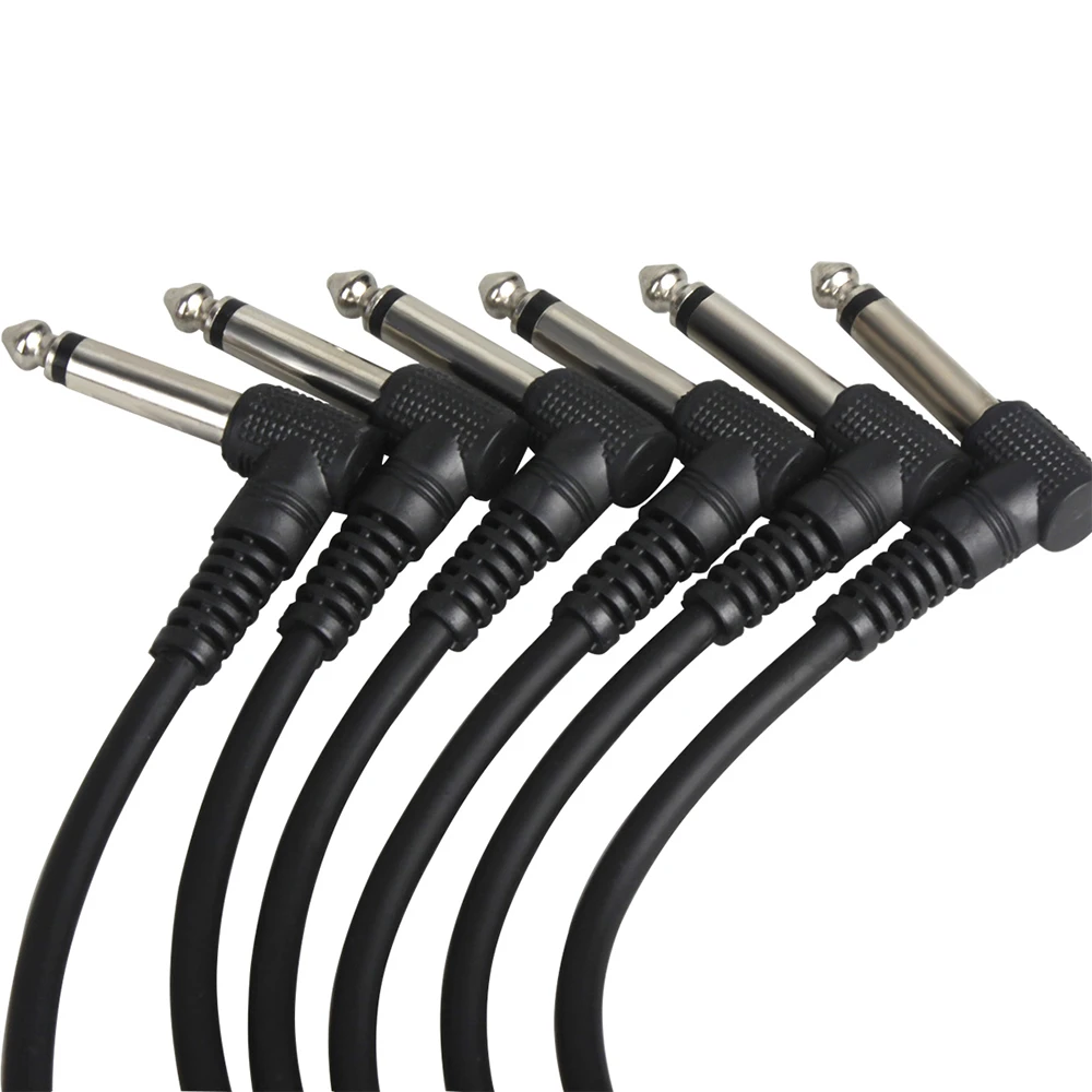 6Pcs Guitar Effect Pedal Cable Connecting Line 6.35Mm To 6.35Mm Audio Cable 21Cm Right Angle Cord Copper Wire Guitar Accessories