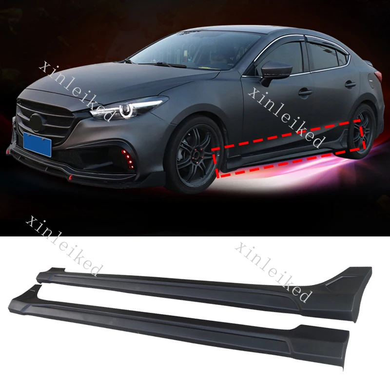 1 PAIR Unpainted Side Skirts Spoiler Body Kit for Mazda 3 Axela Sedan 2014-2018 Car Styling Accessories