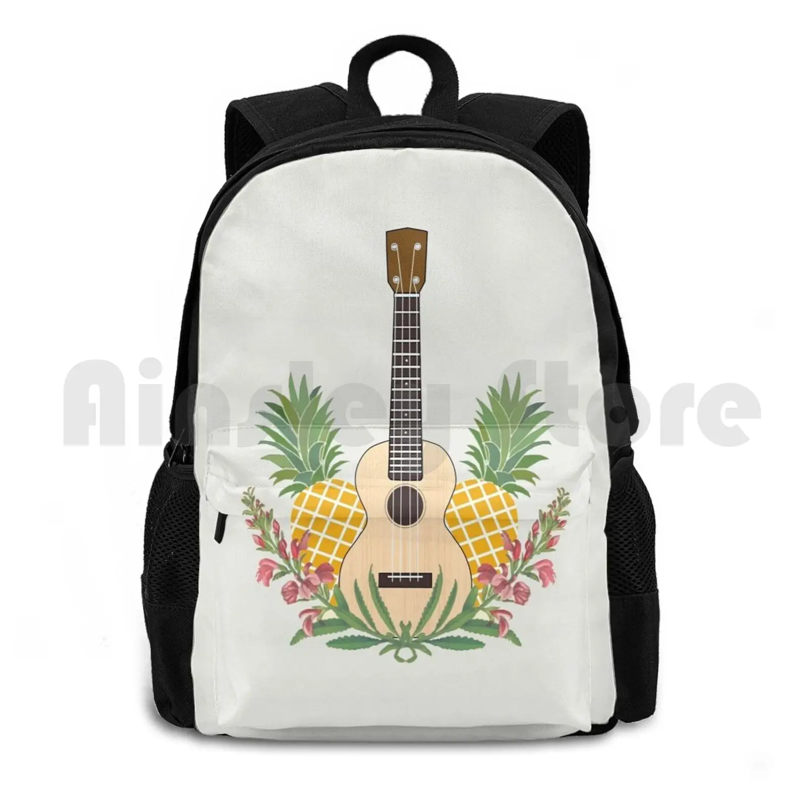 

Flowers Ukulele Outdoor Hiking Backpack Waterproof Camping Travel Flowers Ukulele Uke Ukelele Flower Music Strings Guitar