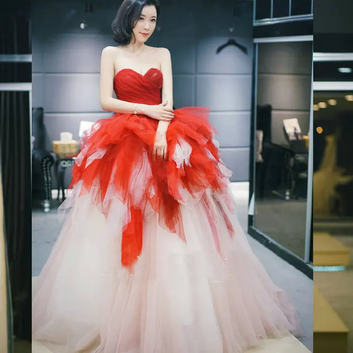 Novio c3 y burdeos vestidos de novia de color abito da sposa tulle para boda abiti da sposa robe mariage femme 2020