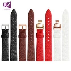 Lizard Pattern genuine leather watchband 14mm 16mm 18mm 20mm Watches band womens watch strap thin charm bracelet red color