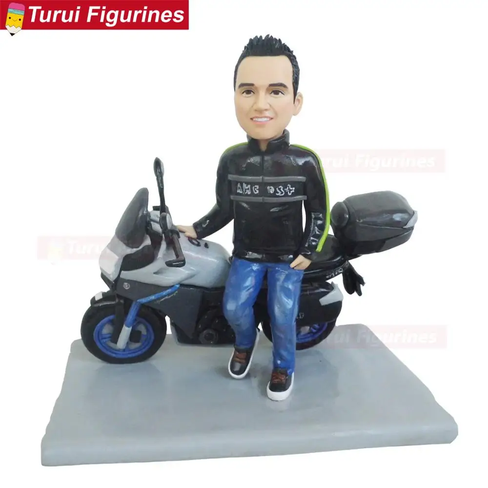 man guy with motorcycle lovers gifts birthday Motorcycle Championship Champion souvenir dolls sculptures