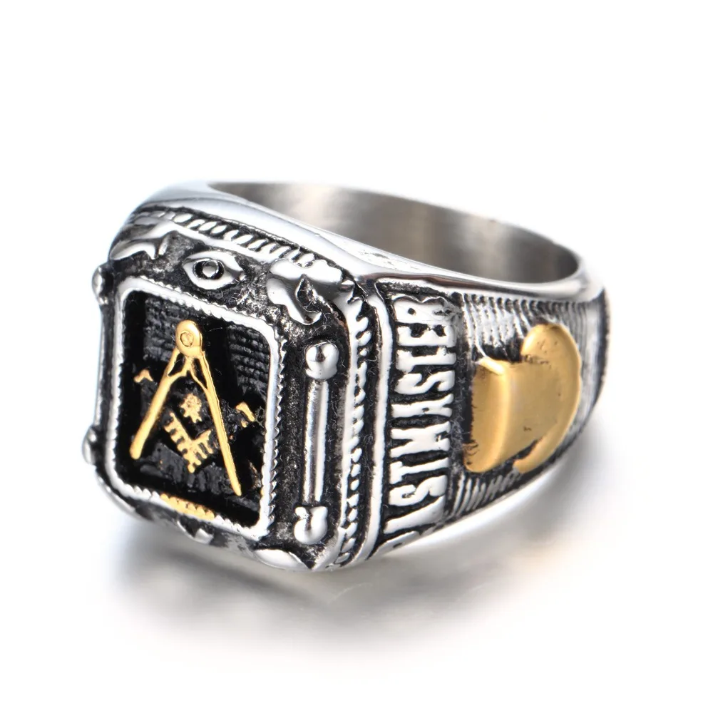 Europe and the United States stainless steel ring men \'s jewelry wholesale retro Masonic ring titanium steel ring