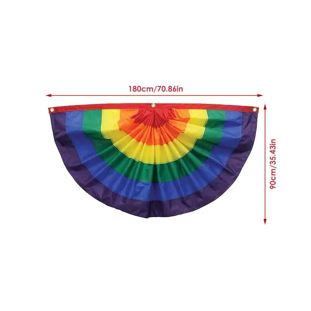 Fan-shaped Flag Pleated Rainbow Fan Flags Digitally Printed Holiday Banner LGBT Gay Pride Rainbow Flag Gay Flag Pride Flag