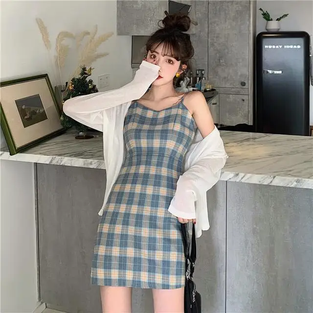 Băng Trượt Không Tay Túi Đeo Hông Sexy Bọc Mini Ngắn Kẻ Sọc Hở Lưng Ôm Body Nhẹ Summer Đầm Đường May Tỉ Áo Váy Nam Nữ Vintage