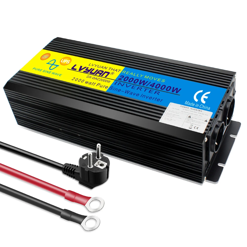 Power Inverter 4000W Sine Wave Car Inverter UPS DC 12V 24V To AC 220V Converter Charge for the Battery