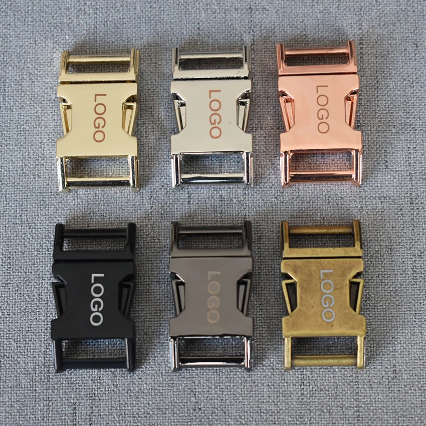 LOGO 10 Pcs engraved buckle quick release buckle for 15mm webbing diy dog collar accessory free engraving service customize