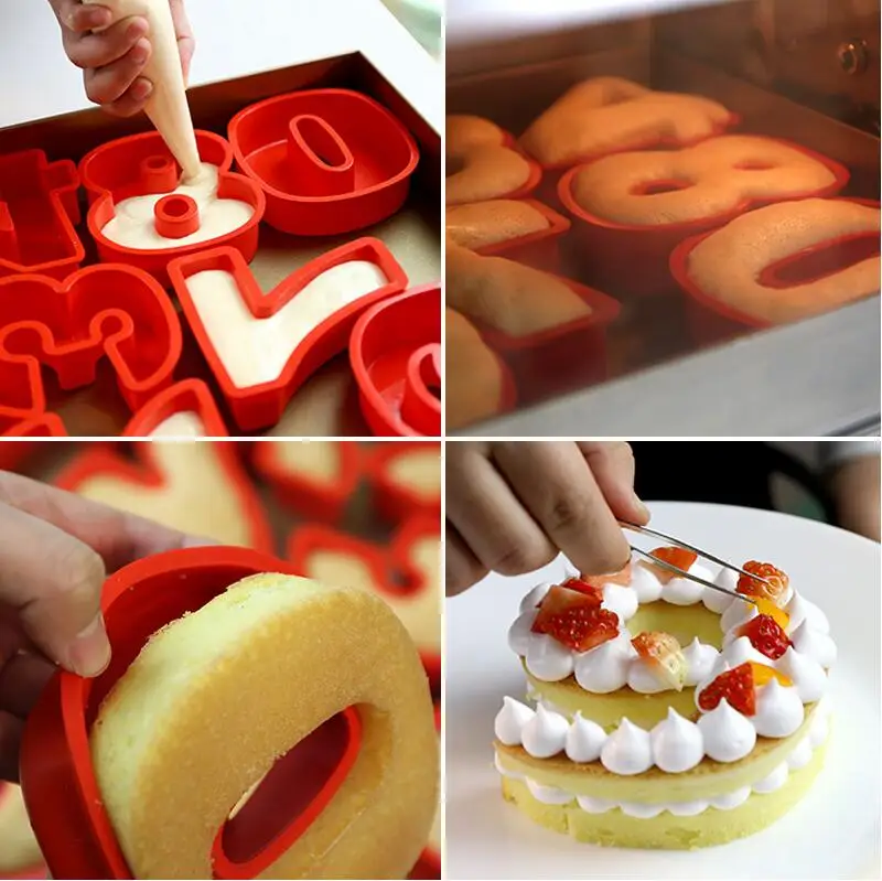 

9 Pcs Silicone Digital Cake Mold Cake Numbers Shape Cake Decoration Tool For Wedding Birthday Anniversary