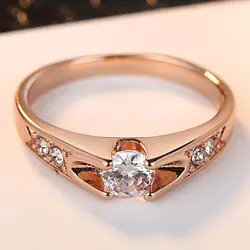 CZ Crystal Wedding Rings for Women Men Rose Gold Color Cubic Zirconia Engagement Party Finger Ring Accessories Jewelry R249