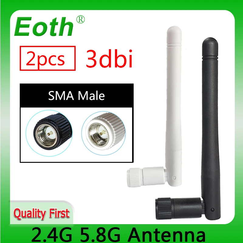 

eoth 2pcs iot wifi Antenna 5.8 Ghz 2.4ghz 3dBi SMA Male Connector Dual Band 2.4G 5.8G pbx Antenne wireless router antena 11.8cm