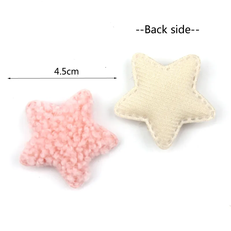 40Pcs 4.5cm Teddy Plush Star shape Padded Appliques for DIY Clothes Kids Headwear Hat Bag Handmade Decor Ornament Accessories