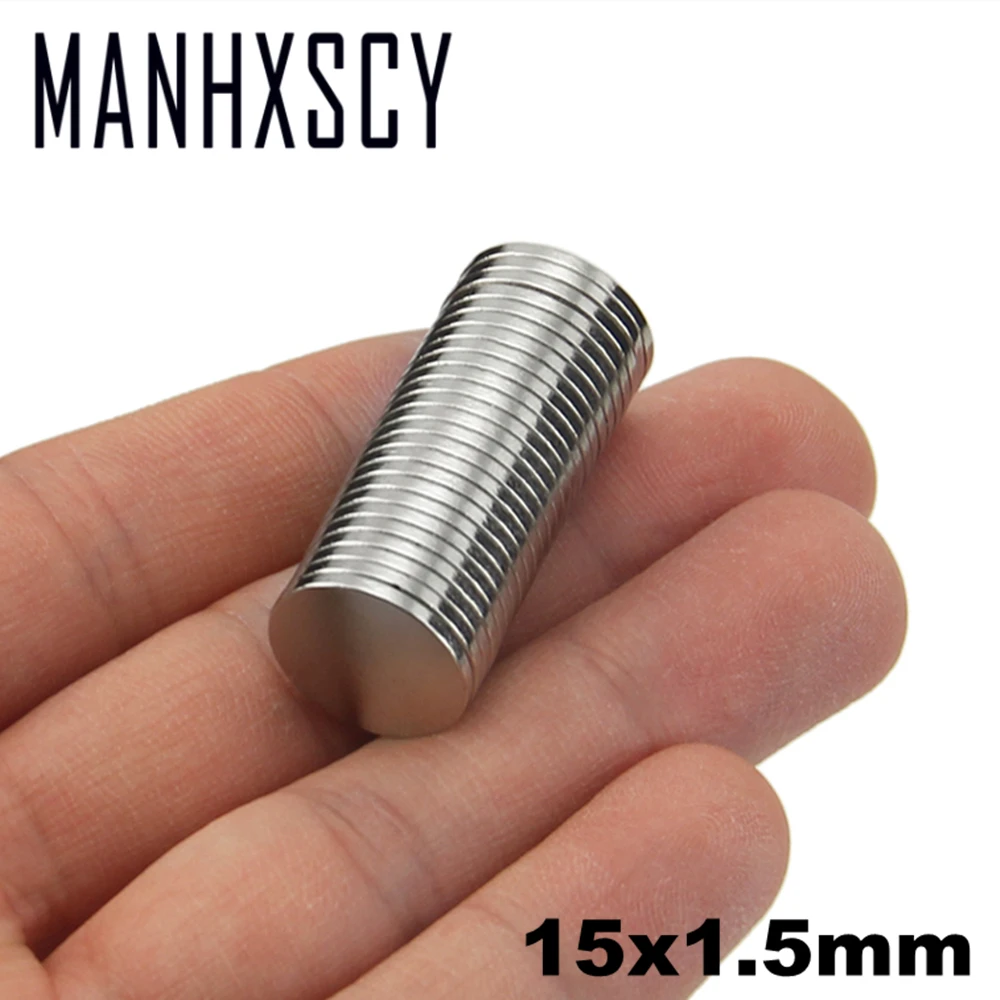 

50pcs Neodymium N35 Dia 15mm X 1.5mm Strong Magnets Tiny Disc NdFeB Rare Earth For Crafts Models Fridge Sticking 15x1.5mm