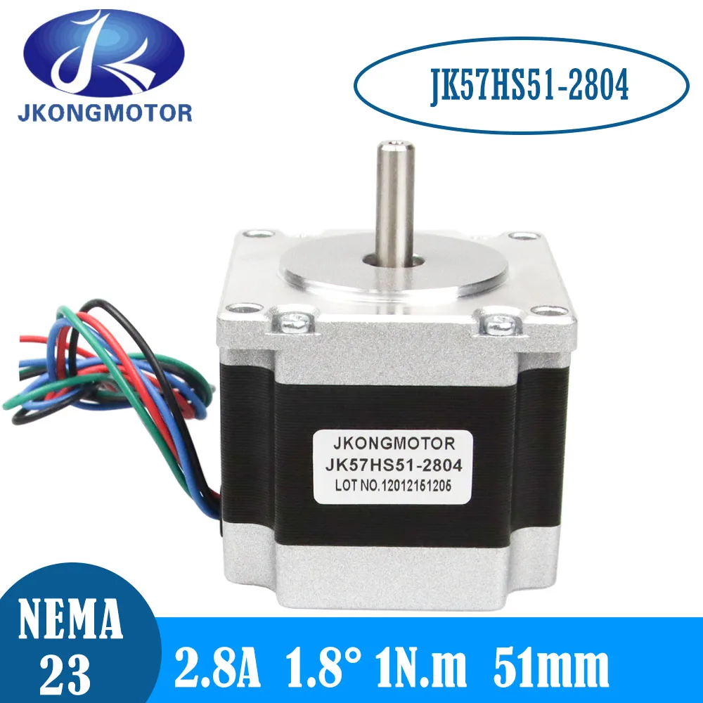 Nema 23 Stepper Motor 57HS51 1.8deg 57x51mm 2.8A 1N.m D=6.35mm for 3D printer for CNC engraving milling machine