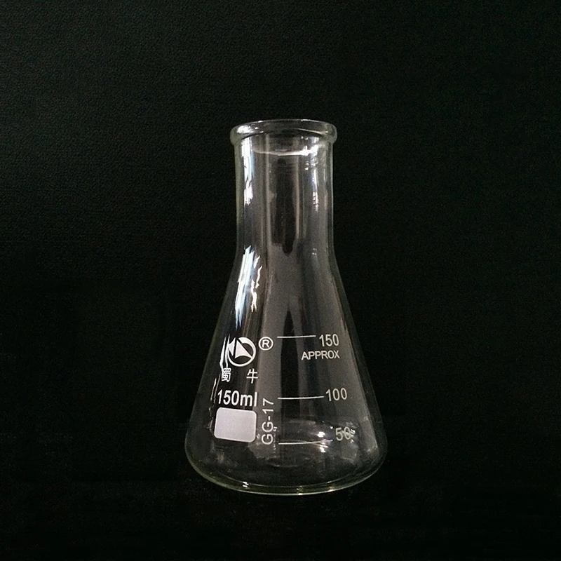 4pcs Big B Conical flask,Wide spout with graduations,Capacity 150ml,O.D. of neck 35mm,Erlenmeyer flask with normal neck.