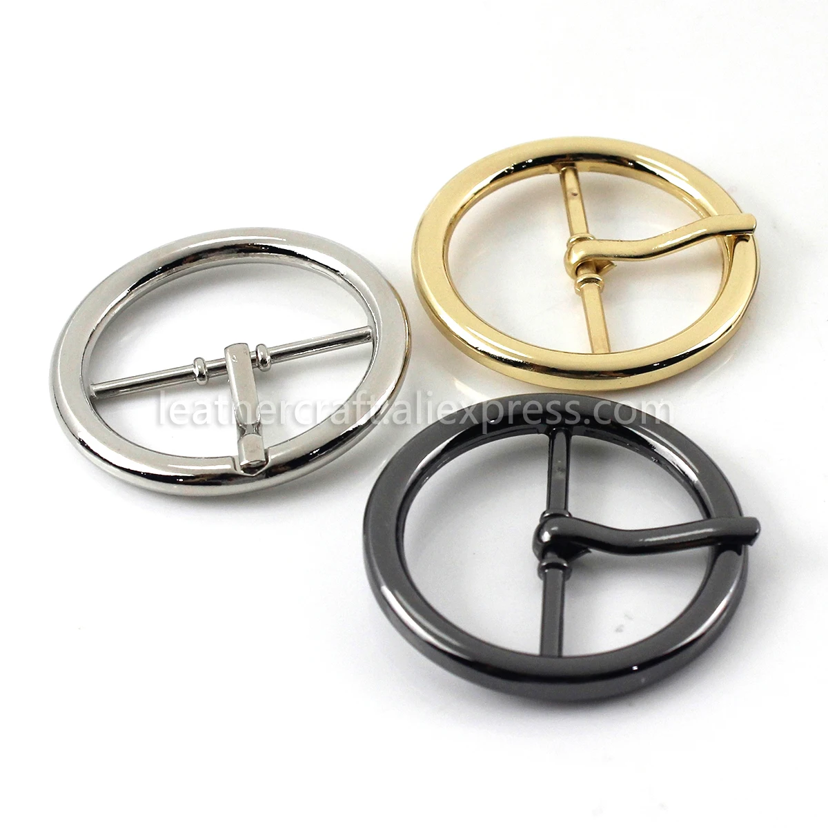 1pcs Metal Round Belt Buckle Center Bar Single Pin Buckle Canvas Belt  Leather Craft Accessory