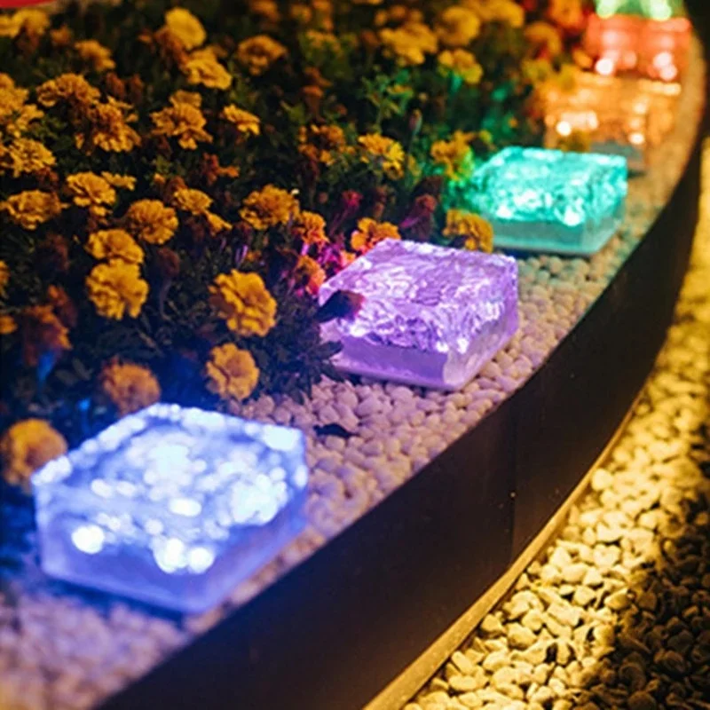 

Outdoor New Year Holiday Decoration Solar Lawn Garden Light Ice Block LED Light Path Landscape Backyard Terrace Square Light