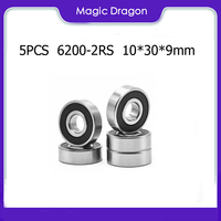 5PCS ABEC-5 6200 2RS 10x30X9 mm Miniature double Rubber Seal 6200 Deep Groove Ball Bearing Scooter Bearings