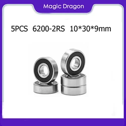 5PCS ABEC-5 6200 2RS 10x30X9 mm Miniature double Rubber Seal 6200 Deep Groove Ball Bearing Scooter Bearings