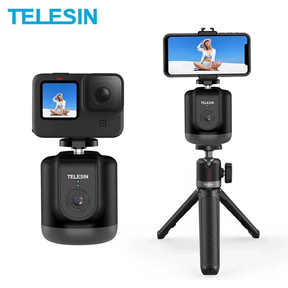 

TELESIN 360 ° Вращение селфи съемка шарнирный автоматический отслеживание объекта для GoPro 12 11 10 DJI Action 4 камера iPhone 15 14