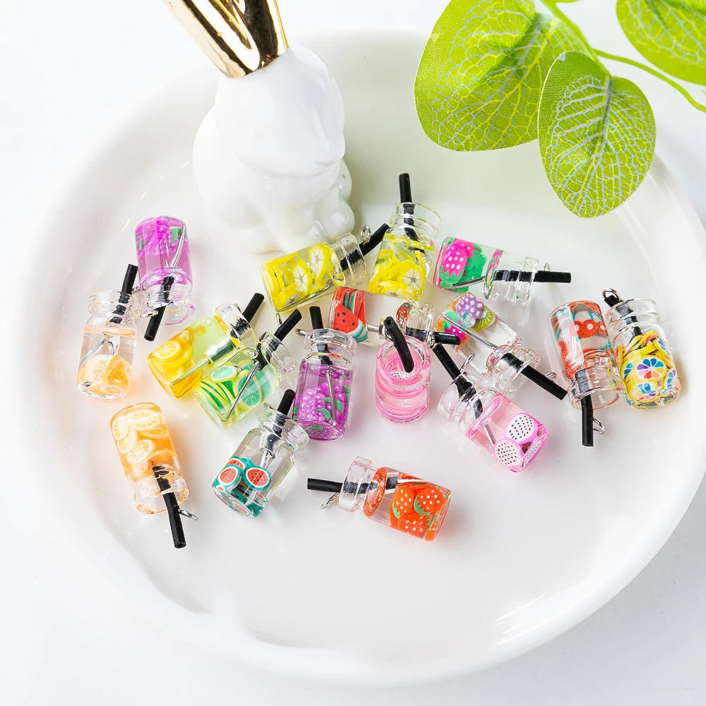 Sansango 10Pcs 3D Ice Cream Resin Charms Drink Cup Pendant For Jewelry DIY Earrings Necklace KeyChain Making