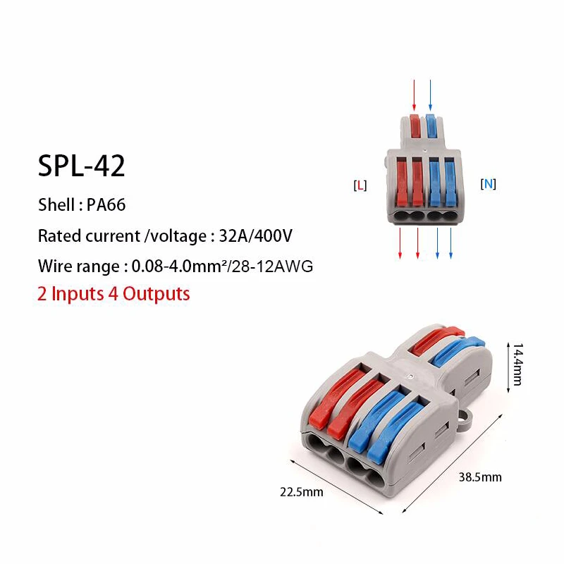 Connettore del cavo Mini Universale Veloce Cavo Conector HA CONDOTTO LA Lampada Push In Blocco Terminale di Cablaggio Elettrico 222 SPL-62 SPL-42