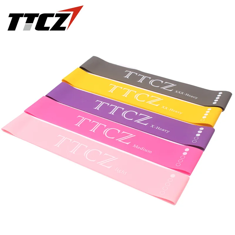 

5pcs /set TTCZ Resistance Band Loop 5 Level Natural Latex Pilates Yoga Gym Fitness Exercise Strength Training Free Carry Bag