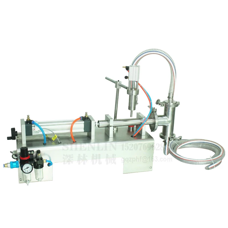 Imagem -02 - Shenlin Semiautomática Máquina de Enchimento Líquido Máquina de Embalagem Pneumática 250ml 300ml 500ml Máquina de Enchimento de Água do Alimento